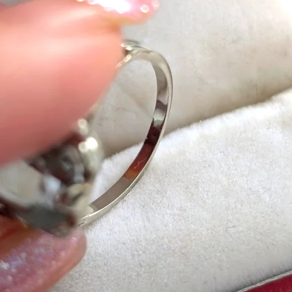 Art deco Filigree 14k White‎ Gold  Ring with Aquamarine - Picture 5 of 10